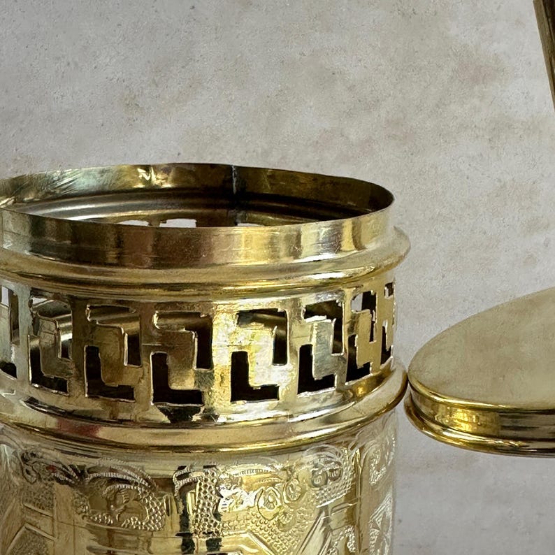 Luxury Engraved Brass Toilet Brush Holder Set