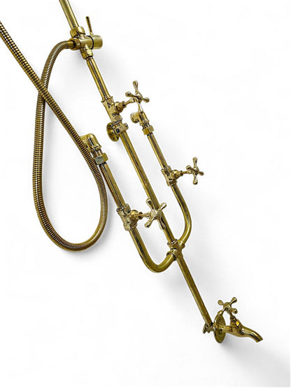 Unlacquered Brass Exposed Rain Shower System