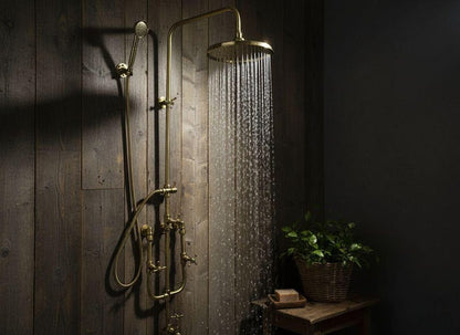 Unlacquered Brass Exposed Rain Shower System