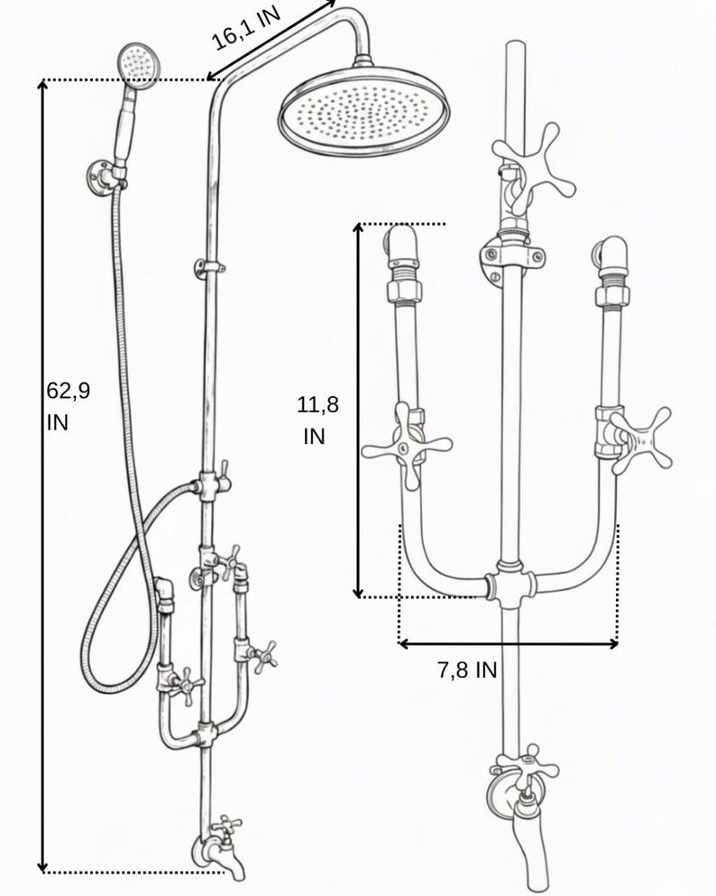 Unlacquered Brass Exposed Rain Shower System