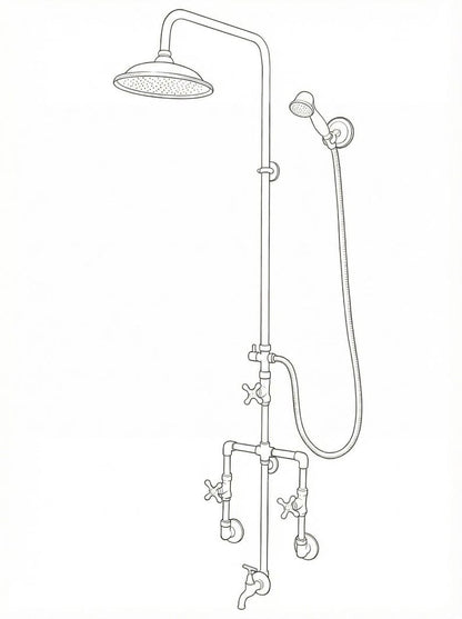 Unlacquered Brass Exposed Rain Shower System