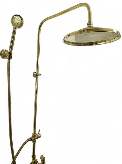 Unlacquered Brass Exposed Rain Shower System