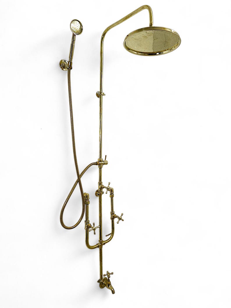 Unlacquered Brass Exposed Rain Shower System