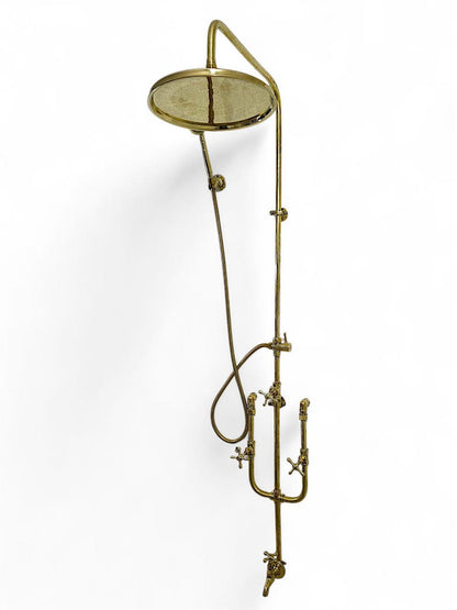 Unlacquered Brass Exposed Rain Shower System