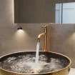 Hammered Brass Vessel Sink with Midnight Interior