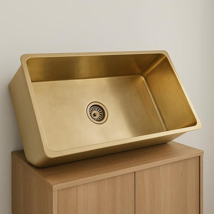 Single-Lever Brass Kitchen Faucet with Spring Spout
