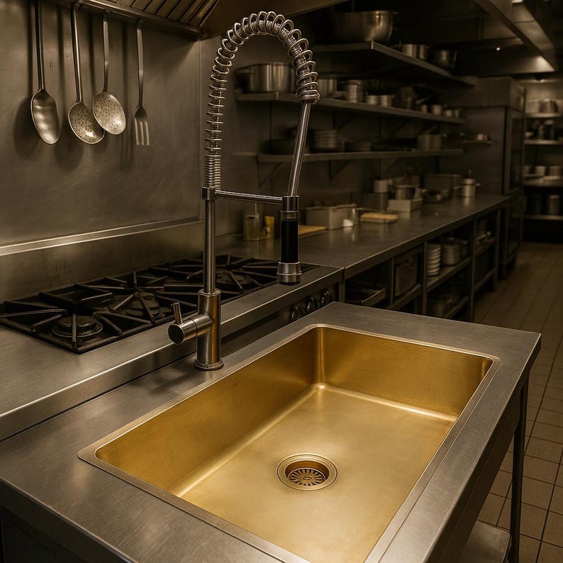 Single-Lever Brass Kitchen Faucet with Spring Spout