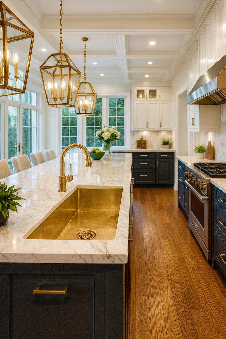 Single-Lever Brass Kitchen Faucet with Spring Spout