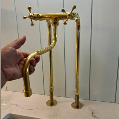 Tall Unlacquered Brass Basin Mixer