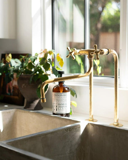 Tall Unlacquered Brass Basin Mixer