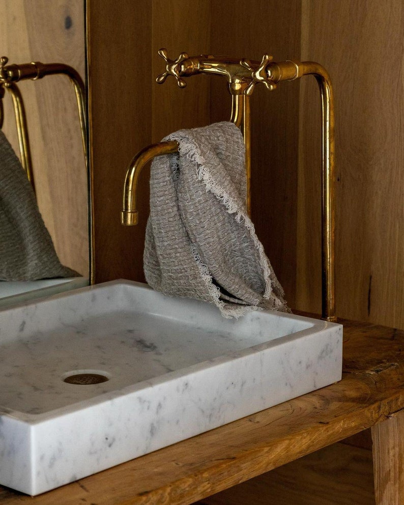 Tall Unlacquered Brass Basin Mixer