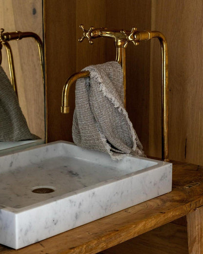 Tall Unlacquered Brass Basin Mixer