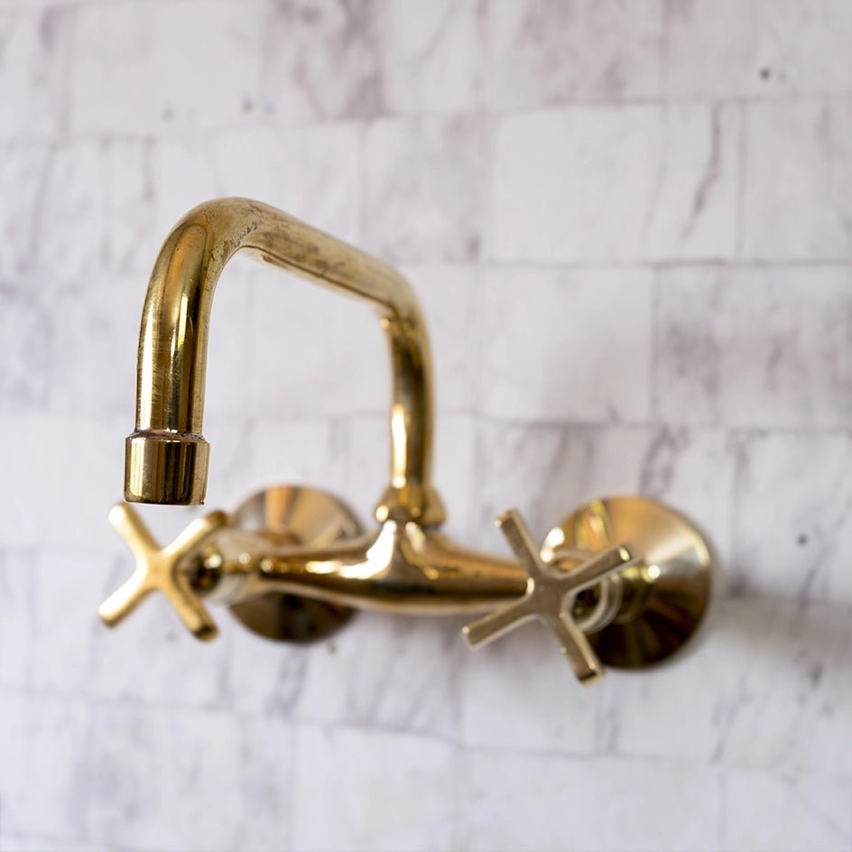 Unlacquered Brass Wall-Mounted Bridge Faucet
