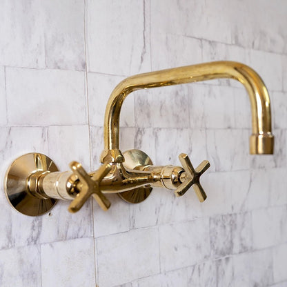 Unlacquered Brass Wall-Mounted Bridge Faucet