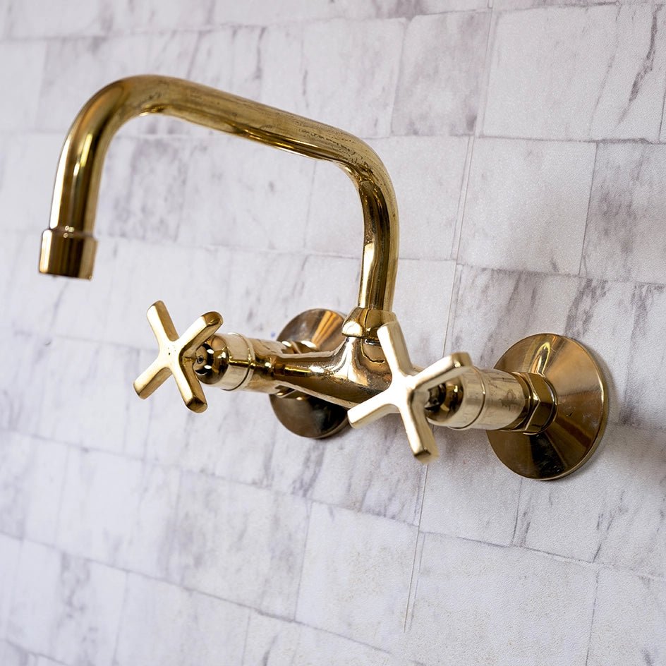 Unlacquered Brass Wall-Mounted Bridge Faucet