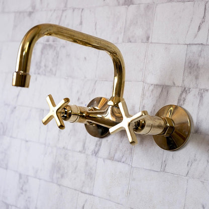 Unlacquered Brass Wall-Mounted Bridge Faucet